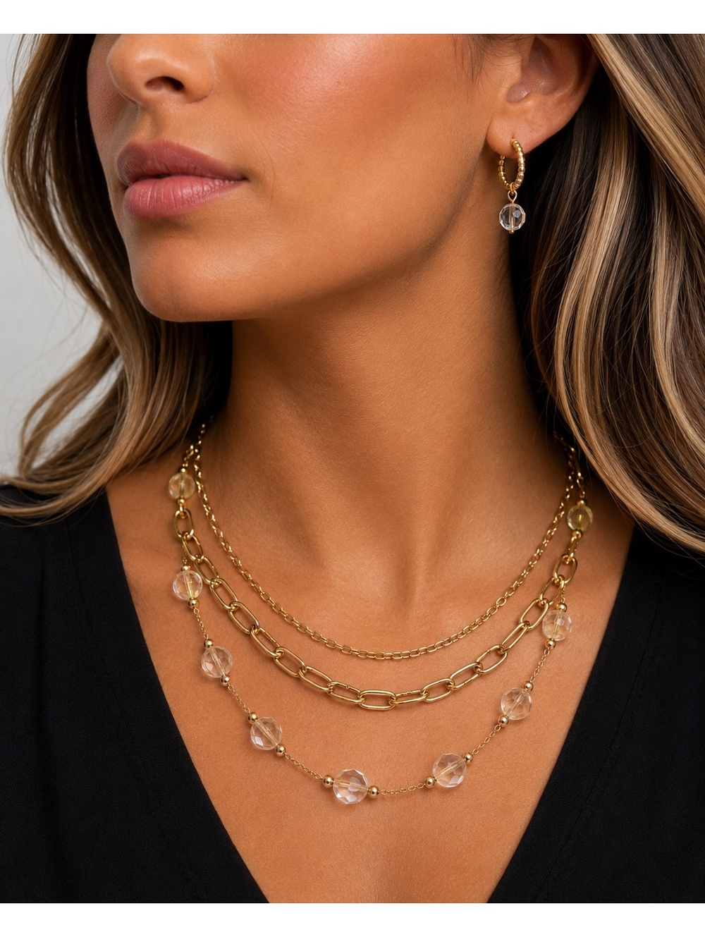 972 NWT Ashley Cooper Gold-Tone Multi-Layer Jewelry Set $20 MSRP A0000972